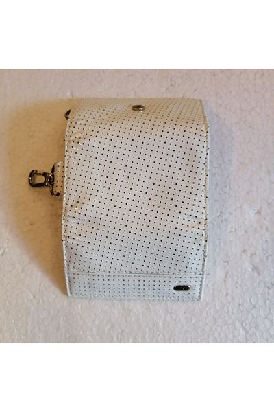 Bond Unisex Genuine Leather White Staple Hole 3 Hidden Compartments 6 Silver Hook Belt Hanger Keychain