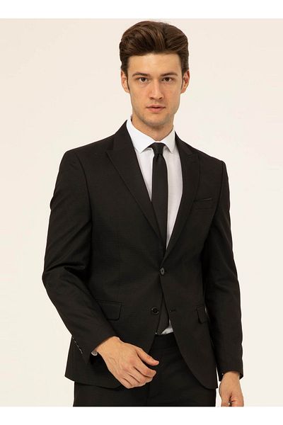 SÜVARİ Normal Waist Slim Fit Black Men's Suit Tk1020000242