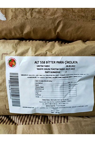 Altınmarka Bitter Pul Çikolata 25 Kg