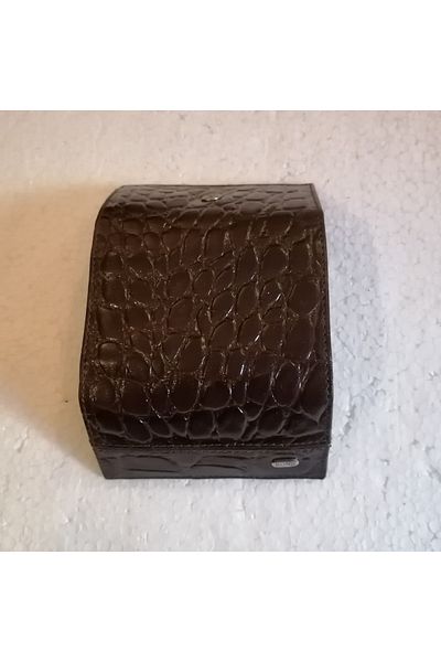 Bond Unisex Genuine Leather Brown Crocodile Print Keychain with 3 Hidden Compartments and 6 Silver Hooks