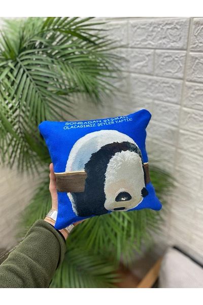 by ballı biocotton Хумористична сладка подаръчна малка декоративна възглавница 28x28 с дигитален печат