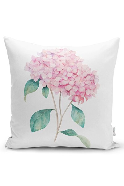 Realhomes Çift Taraflı Beyaz Zeminli Renkli Ortanca Çiçek Motifli Dijital Bas...