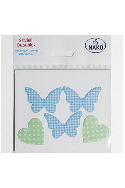 NAKO Heart And Butterfly Set 00033 Iron-on Paste Crest Label Patterns