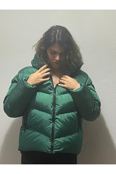 Noa Noa Palton puf cu glugă cu model sergent negru de damă