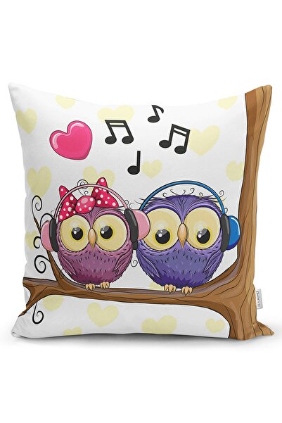 Realhomes Husă de pernă tricotată Raschel decorativă cu model bufniță cu două...