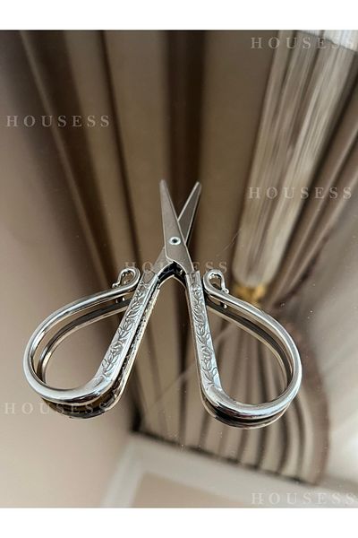 Housess Promise Engagement Henna Scissors Curved Silver Embroidered