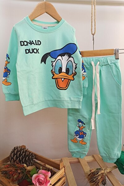 dubi baby Su Yeşili Donald Duck Desen Bebek Takımı Çocuk Eşofman Takımı 3-4-5...