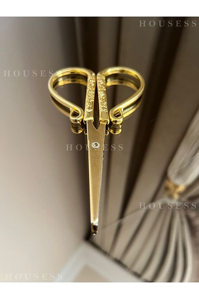 Housess Promise Engagement Henna Scissors Curved Gold Embroidered
