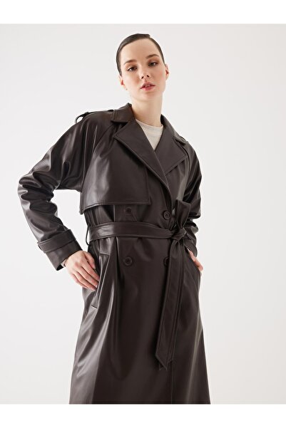 Juste Studio Коричневий шкіряний тренчкот із задньою деталлю