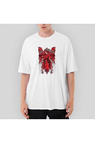 Z zepplin Red Wings My Religion Text Oversize White T-Shirt