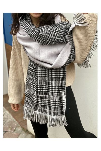 Mathilda Aksesuar Women's Double Sided Soft Textured Scarf Stone