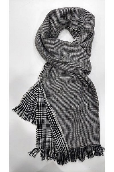 Mathilda Aksesuar Women's Double Sided Soft Textured Scarf Gray