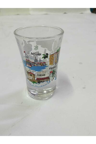 TÜRKÜ HEDİYELİK 2-Piece Cunda Ayvalık Designed Shot Glass - Shot - Shot Glass Set - Gift