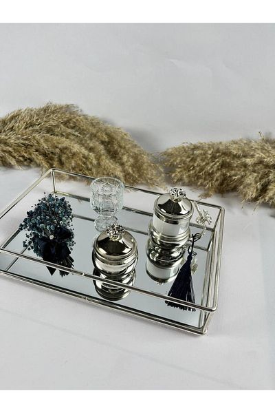 Basic Creation Silver Promise Engagement Tray Set Luxury Cup Scissors Ring Holder Set