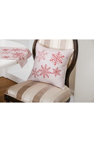 Finezza Μαξιλάρι ριχτάρι με τύπωμα υφασμάτων σε χρώμα μπεζ κόκκινο 45x45 -1376