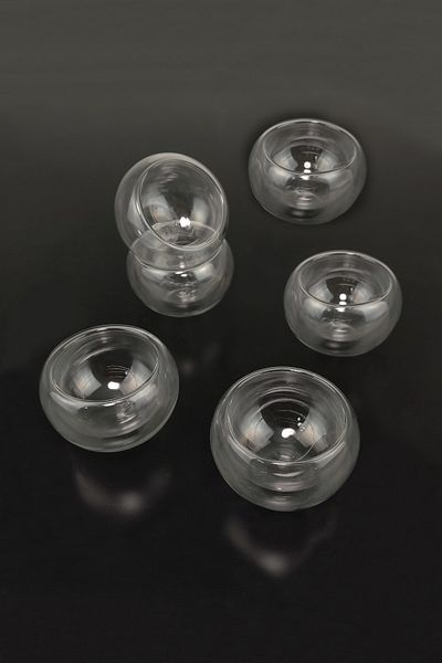 Digithome وعاء صغير زجاجي مزدوج الجدار مكون من 6 قطع - Thn75136 C1-1-18