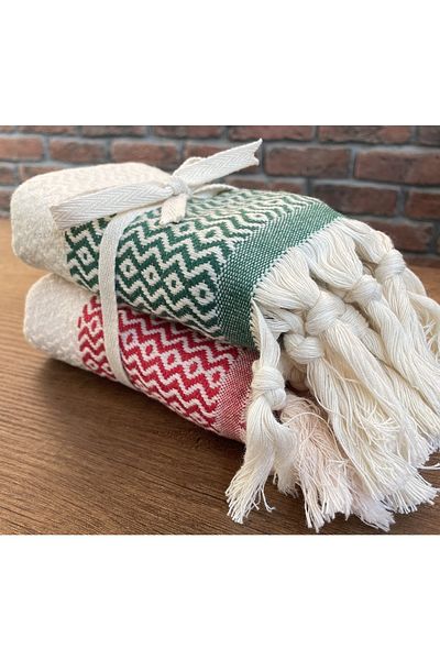 CottonTherapy Gift Set of 2 40x90 Cm Diamond Peshkir in New Year's Colors