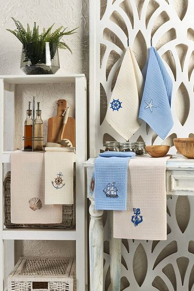 ELY PARKER Prosop de bucătărie-pânză pentru uscarea mâinilor-set de 6-30x50cm-model de vafe