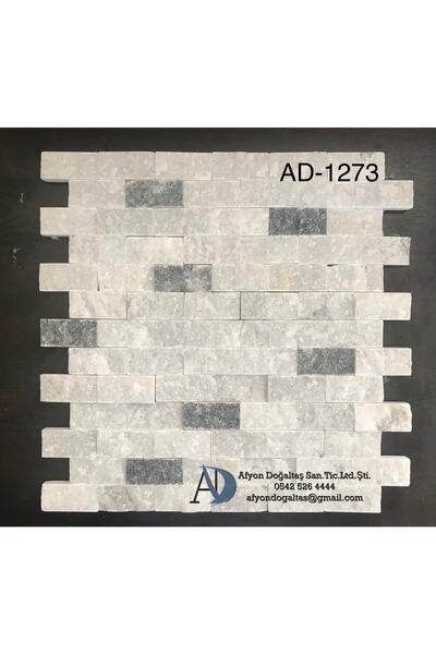 Doğaltaş Patlatma Taş Duvar Kaplaması Beyaz-siyah Mix 2,3x4,8 Cm