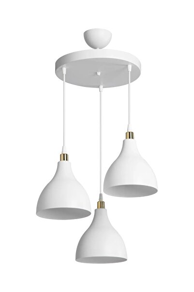 AG LightDesign 3'lü Asma Beyaz Sarkıt Avize Yatak Odası Salon Mutfak Koridor Lamba