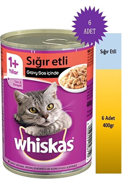 Kedi Konserve Maması Sığır Etli 400gr 6 Adet 6 Sığır Etli