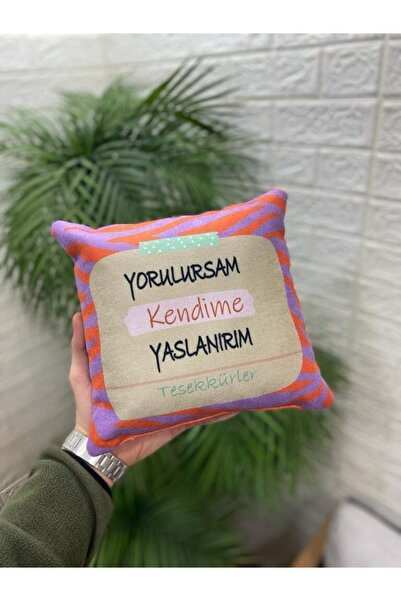 by ballı biocotton Espirili Sevimli Hediyelik Minik Kırlent Yastık 28x28 Dijital Baskı