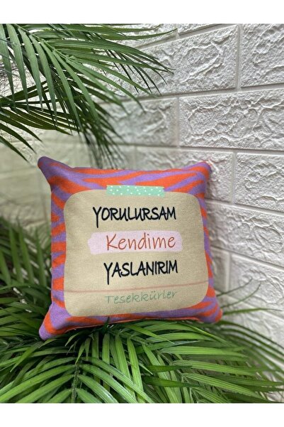 by ballı biocotton Espirili Sevimli Hediyelik Minik Kırlent Yastık 28x28 Dijital Baskı