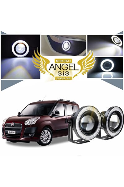 STS Oto Aksesuar Fiat Doblo D3 Uyumlu, Universal Mercekli Led Angel Sis Farı, 76mm Beyaz Renk