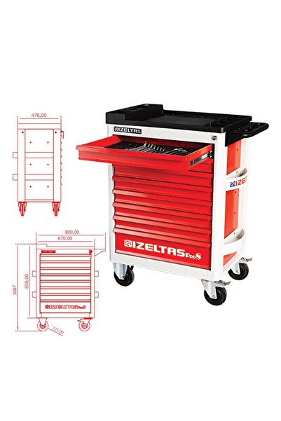 İzeltaş Pro 8 Serisi Takım Çantası Dolu Full 209parça -8241001209