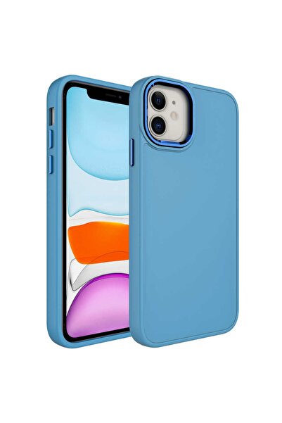 Nezih Case Apple Iphone 11 Metal Çerçeve Hassas Buton Tasarımlı Renkli Içi Ka...