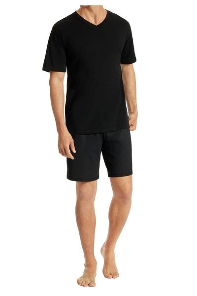 uncover by Schiesser Herren Schlafanzug 2-tlg. Set - Shorty, kurz, V-Ausschnitt, Baumwolle,