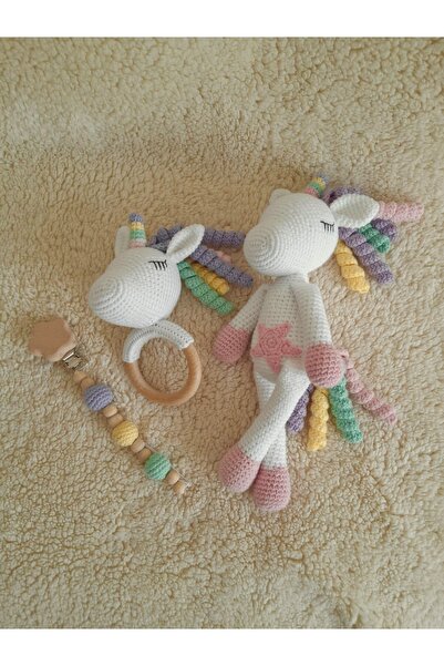 Zey's Amigurumi Amigurumi Unicorn Yenidoğan Hediyelik 3'lü Set