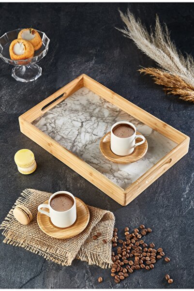 KURT HOME Bambum 5 Parça Tepsili 2 Kişilik Kahve Fincanı