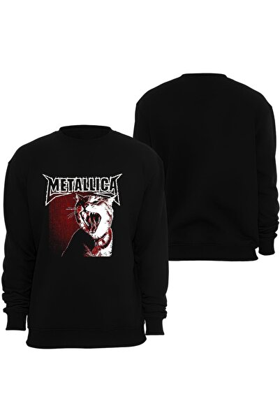 fame-stoned Φούτερ με λαιμόκοψη με στάμπα Metallica Metalci Cat