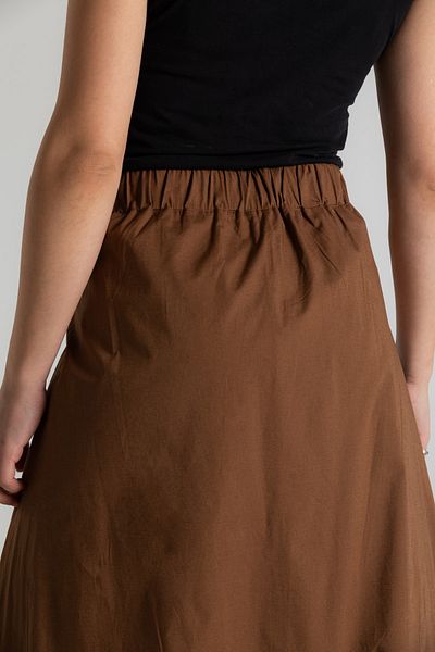 RUBYSTARS Brown Single Leg Detail Loose Semi Elastic Waist Design Single Pocket Skirt