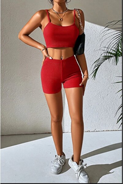 hena Women's Red Camisole Tights Set