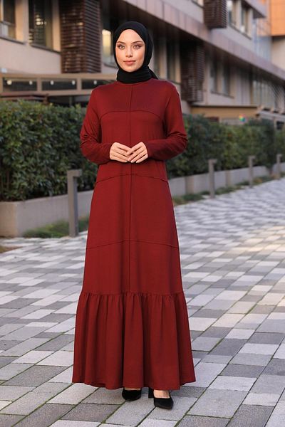 ASİLNUR Burgundy Beryl Dress