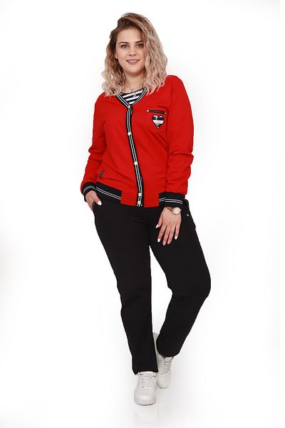 WND SPORT Button Detailed Striped 3-Piece Wnd Women's Plus Size Tracksuit Set