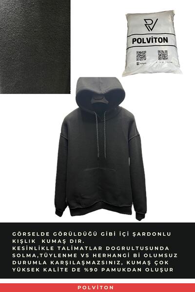 Polviton Φούτερ με κουκούλα Oversize - Χοντρό επένδυση εσωτερικά