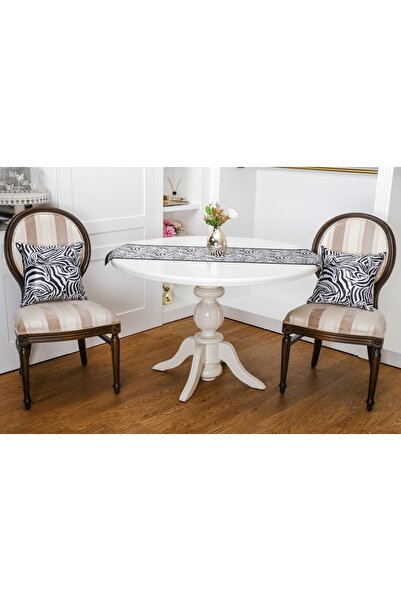 Finezza Set de 3 piese Zebra cu imprimeu negru și alb runner și perne - 1377