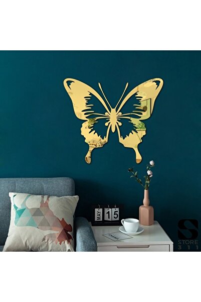 store311 Aynalı Pleksi Kelebek Desenli Duvar Süsü