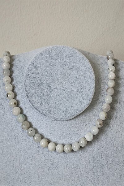 badeaccessories Sertifikalı 8 Mm Gerçek Ay Taşı Doğaltaş Kolye