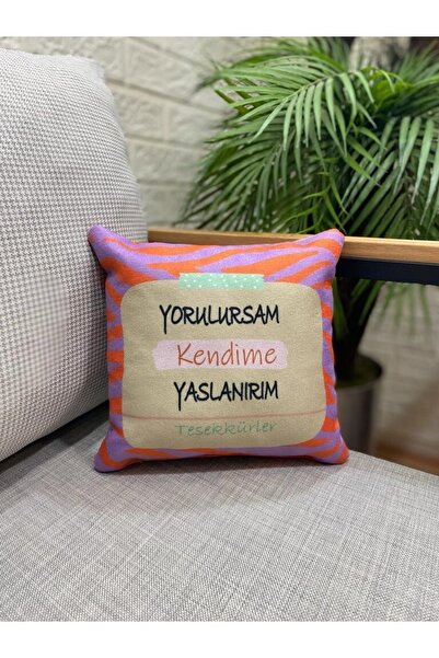 by ballı biocotton Espirili Sevimli Hediyelik Minik Kırlent Yastık 28x28 Dijital Baskı