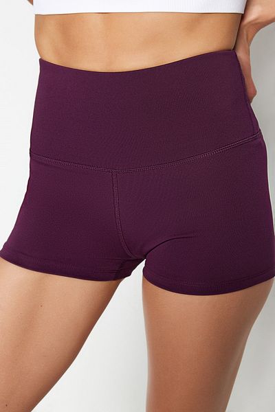 Trendyol Collection Plum Restorer Taillenreflektor Bedruckte gestrickte Sport-Extra-Shorts/kurze Leggings THMSS23TY00019