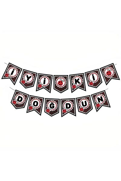 Party City Banner în zig-zag Buburuza La mulți ani 1 bucată de scris pentru ziua de naștere