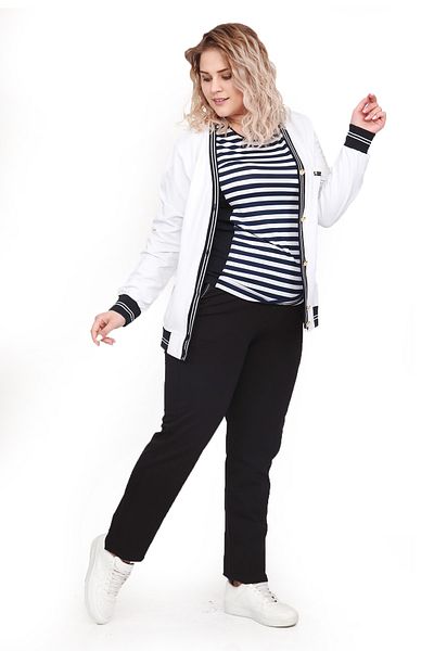 WND SPORT Button Detailed Striped 3-Piece Wnd Women's Plus Size Tracksuit Set
