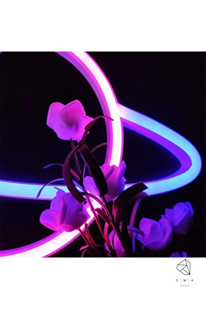 Ema Dükkan Gezegen Neon Led Işıklı Usb'li Gece Lambası Pilli Neon Led Işıklı Masa Lambası Dekoratif Aydınlatma