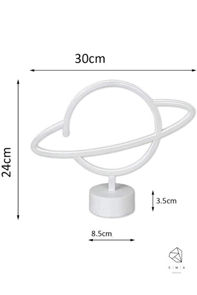 Ema Dükkan Gezegen Neon Led Işıklı Usb'li Gece Lambası Pilli Neon Led Işıklı Masa Lambası Dekoratif Aydınlatma