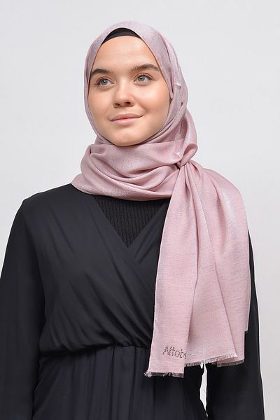 Altobeh Γυναικείο μονόχρωμο Glitter Glitter Hijab Shiny βραδινό σάλι - Light Powder