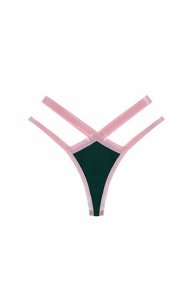 Simi Underwear Green Combed Cotton Thong Design Panties